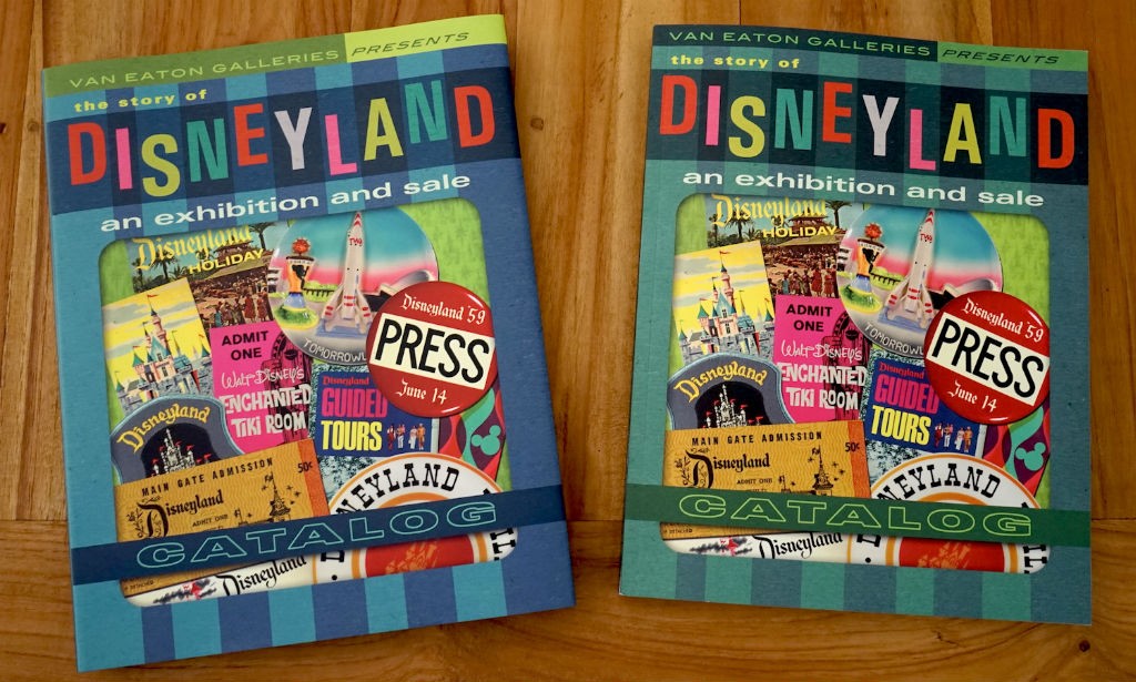 "The Story of Disneyland Exhibition and Sale Catalog" by Van Eaton Galleries is available in hard (left) or soft (right) cover.