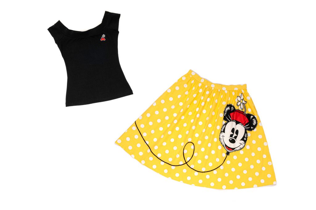 Minnie Hat Dizzy Off Shoulder Top and Yellow Dot Minnie Balloon Sandy Skirt